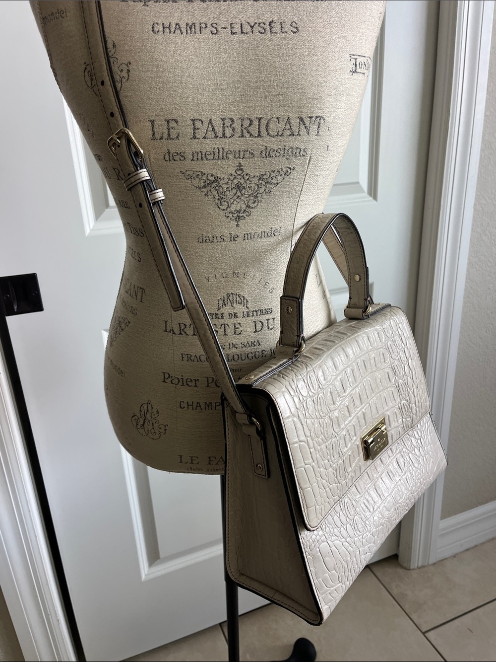 Kate Spade knightsbridge Doris gray crocodile embossed leather Crossbody - Picture 4 of 15